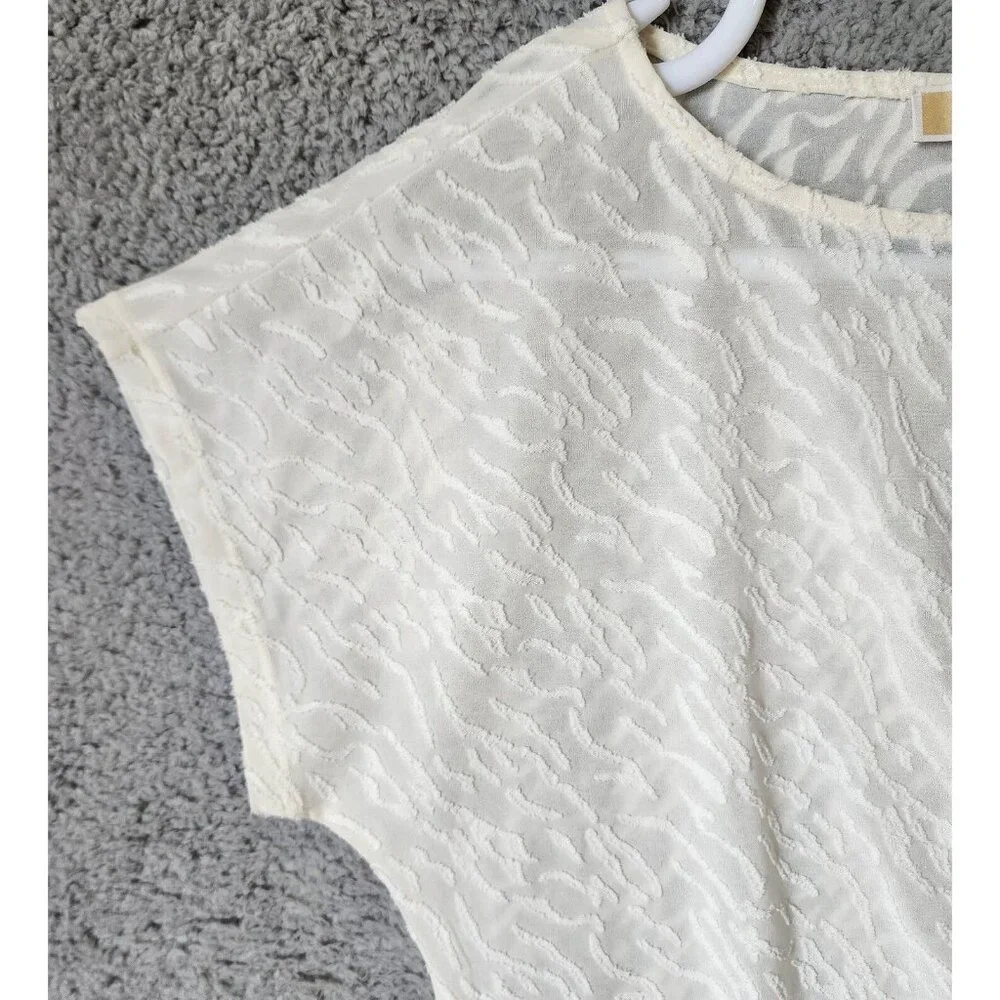 Michael Kors Women's Short Dolman Sleeve Side Front‎ Tie Blouse Top White Size S
